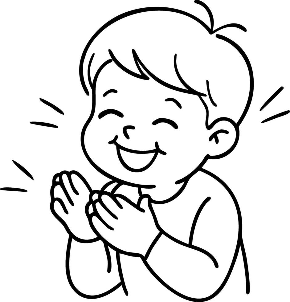Happy Smiling Child Clapping Hands Illustration for Coloring Books vector