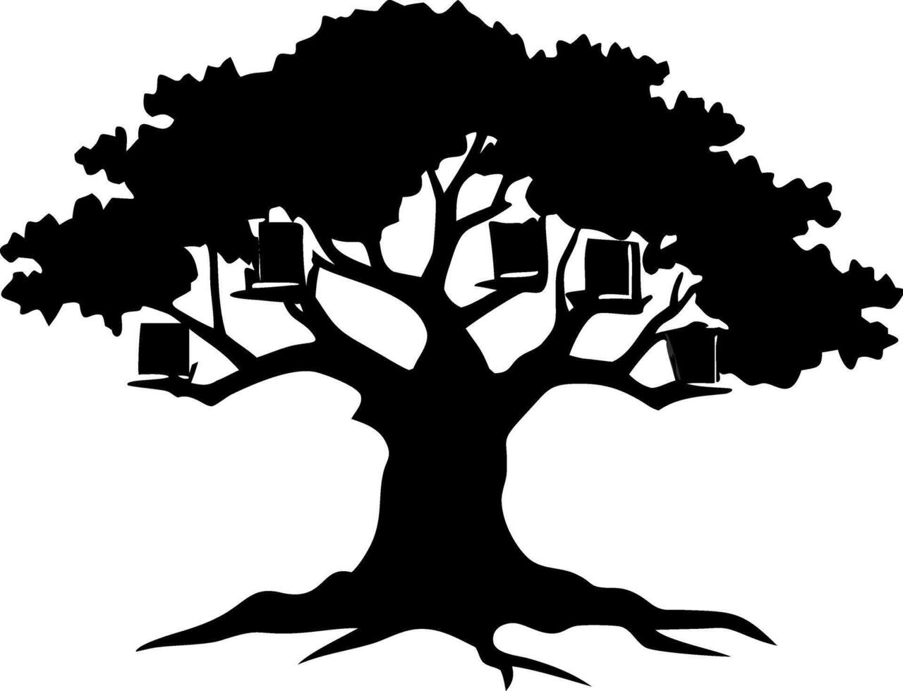Silhouette Tree with Books in Branches Knowledge Concept Illustration vector