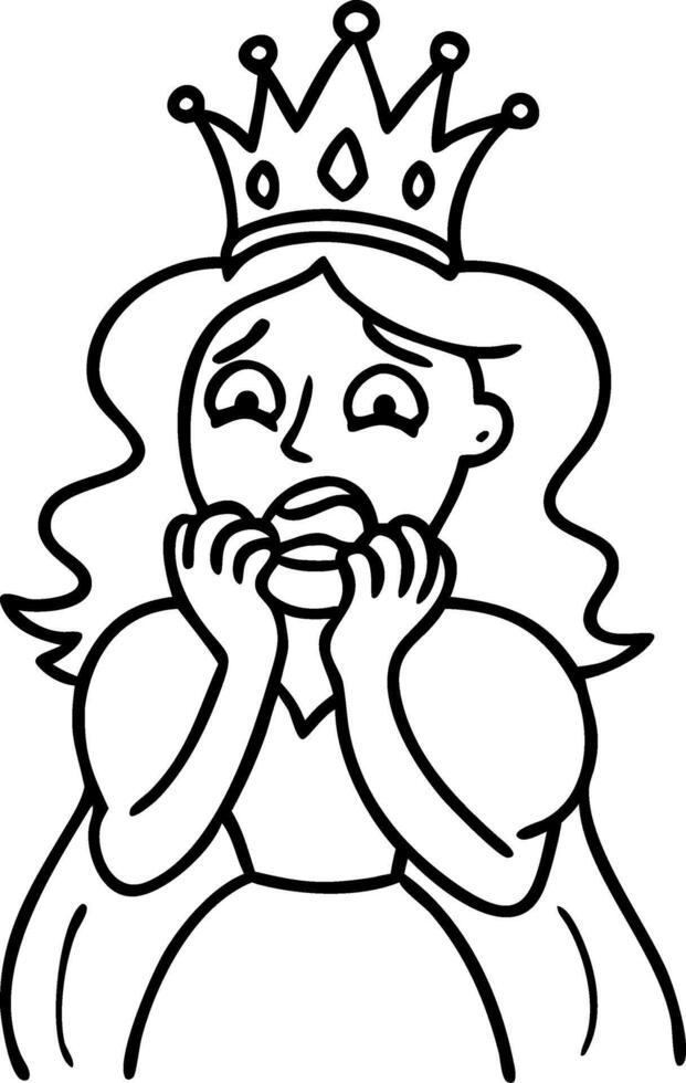 Princess in Distress Line Art Illustration for Coloring Books and Graphic Design vector