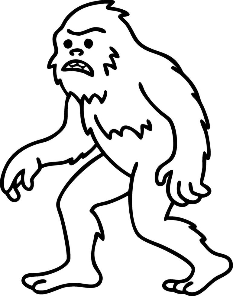 Bigfoot Outline Illustration Perfect for Tattoos and Coloring Book Designs vector