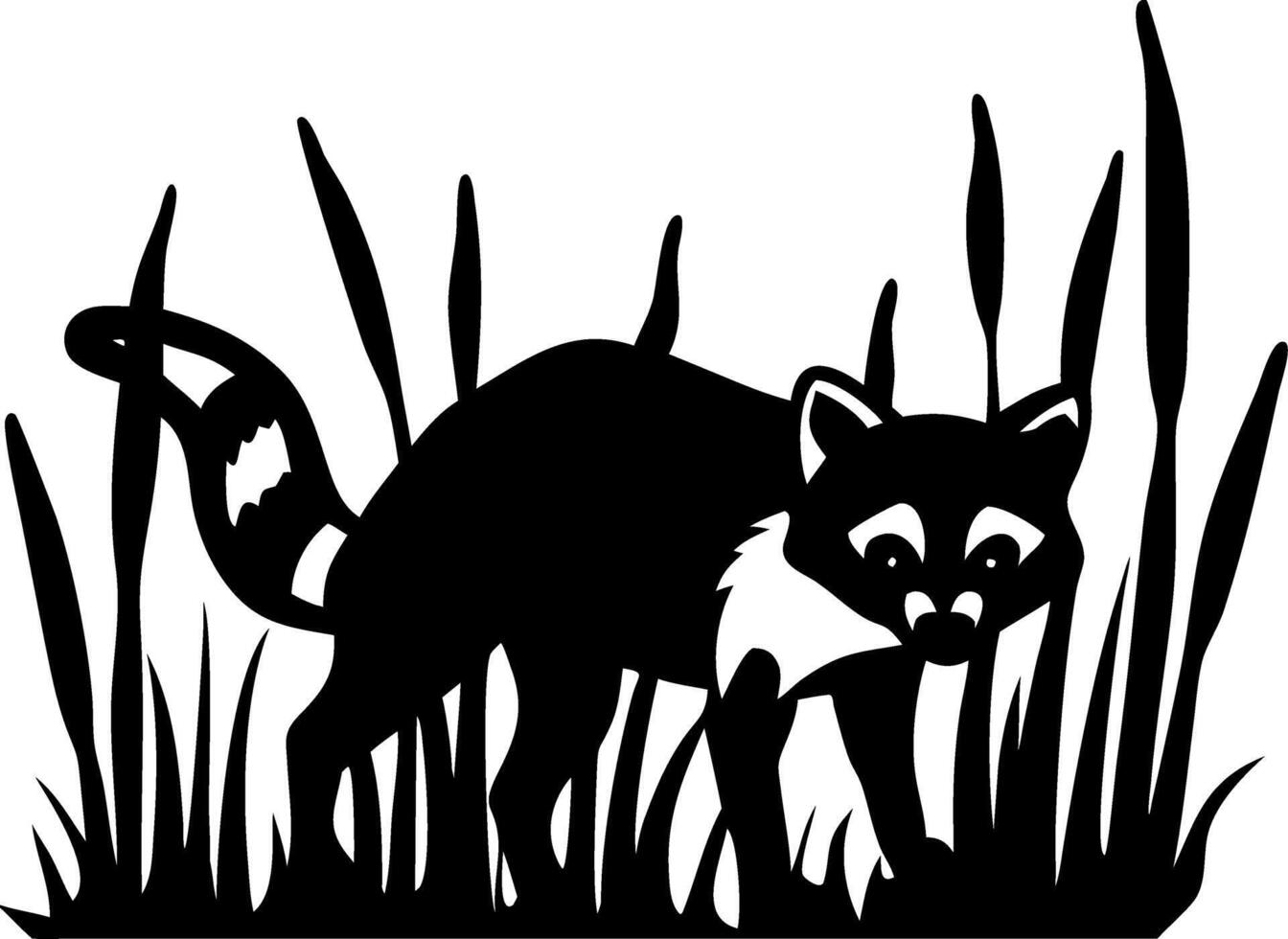 Raccoon Silhouette in Marshland Art for Nature Designs vector