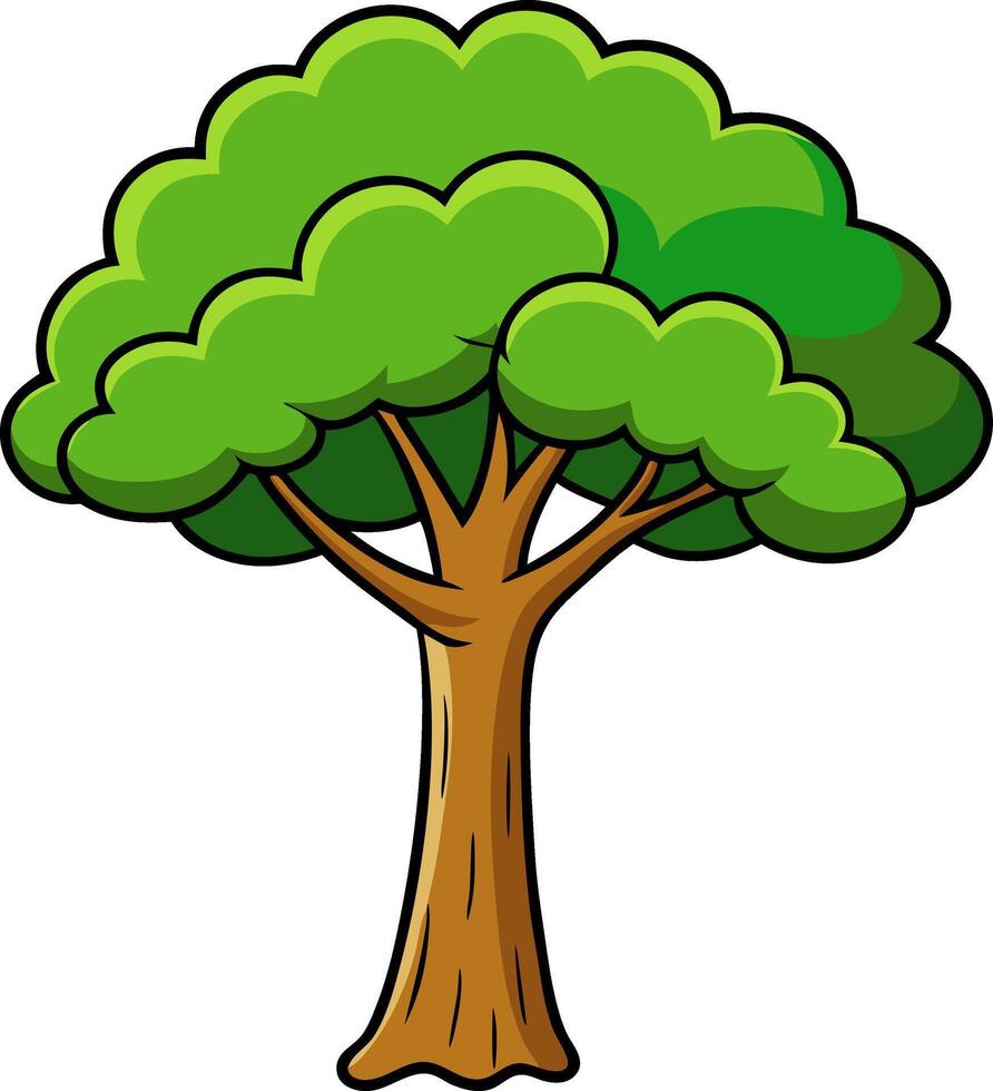 Lush Green Cartoon Tree Illustration for Nature and Environment Projects vector