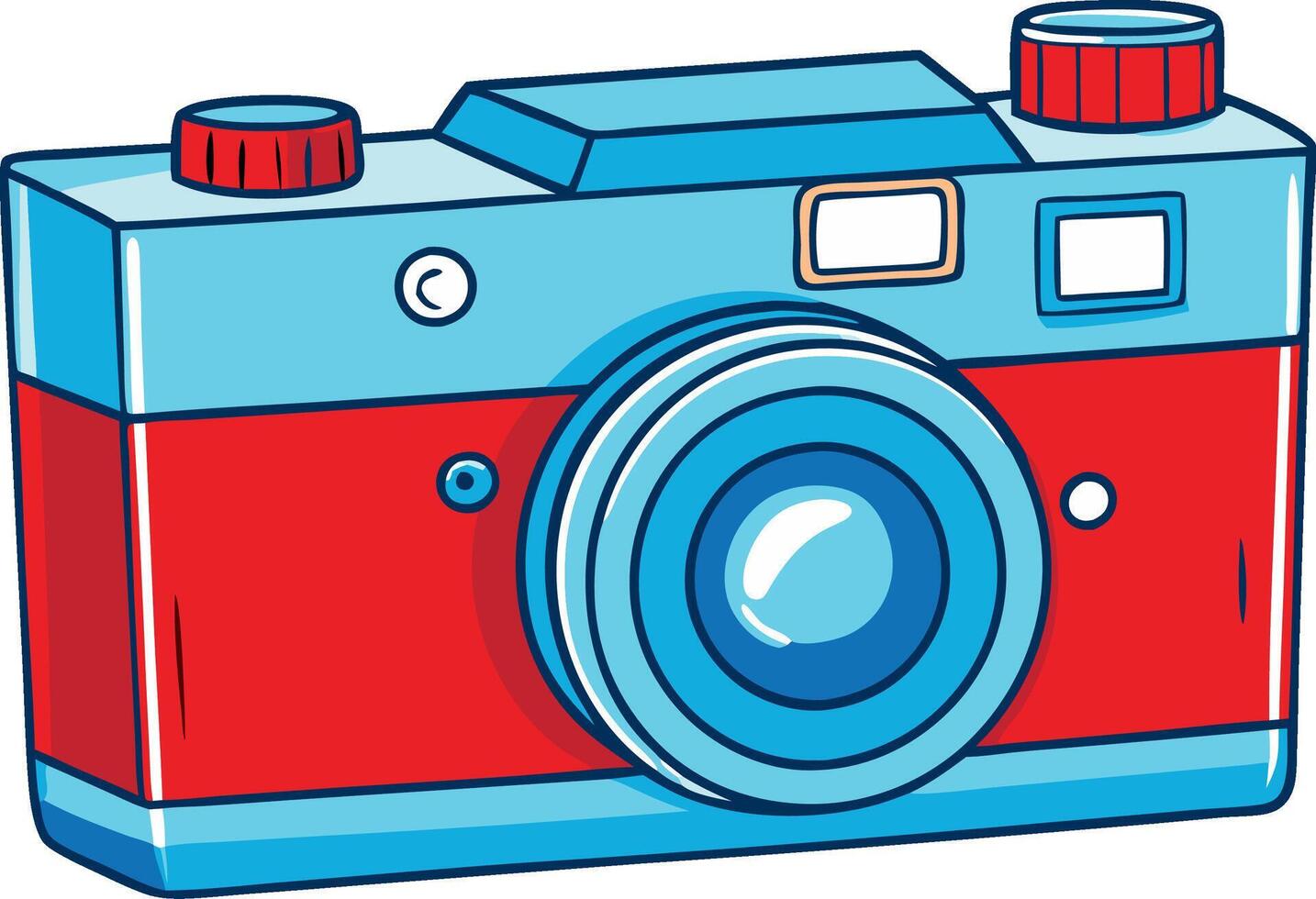 Vintage Camera Illustration in Red and Blue Art for Retro Design Projects vector