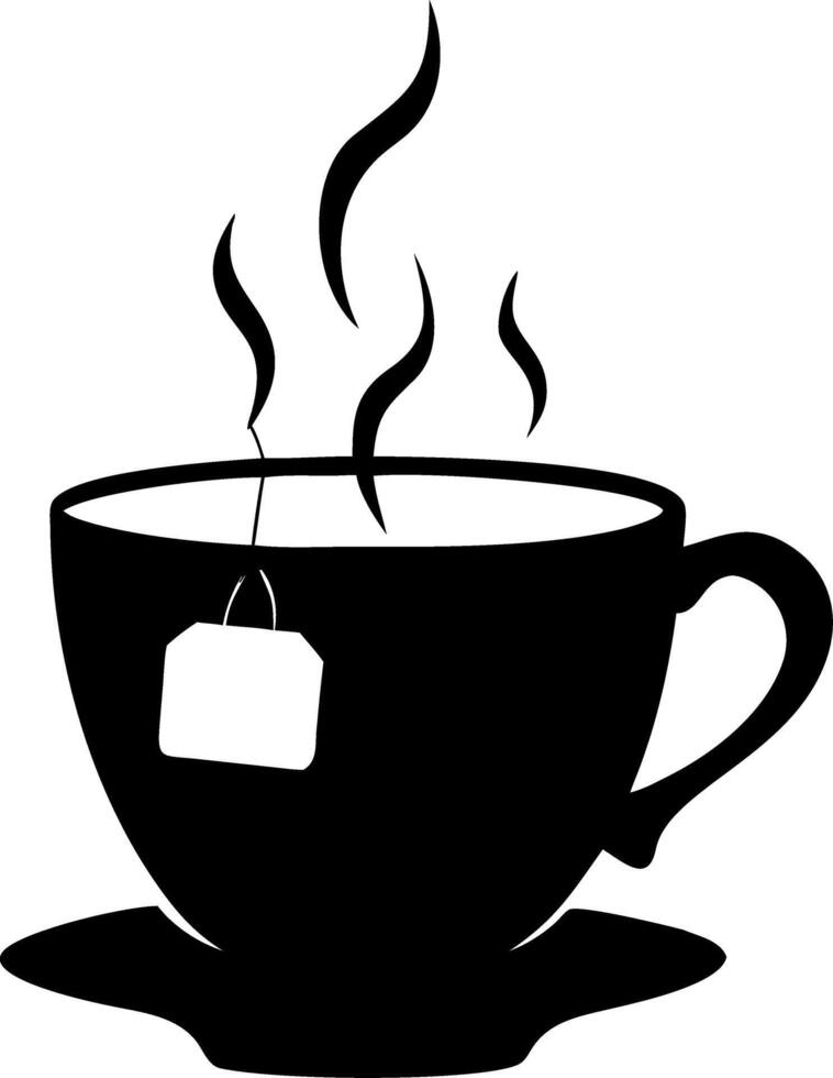 Steaming Hot Tea Cup with Tea Bag Silhouette for Design and Craft Projects vector