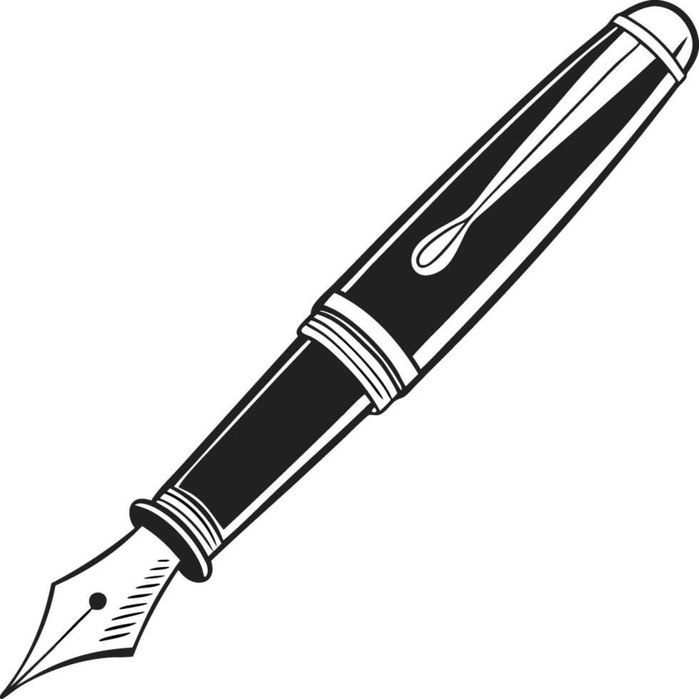 Elegant Fountain Pen Illustration for Stationery Design Projects vector