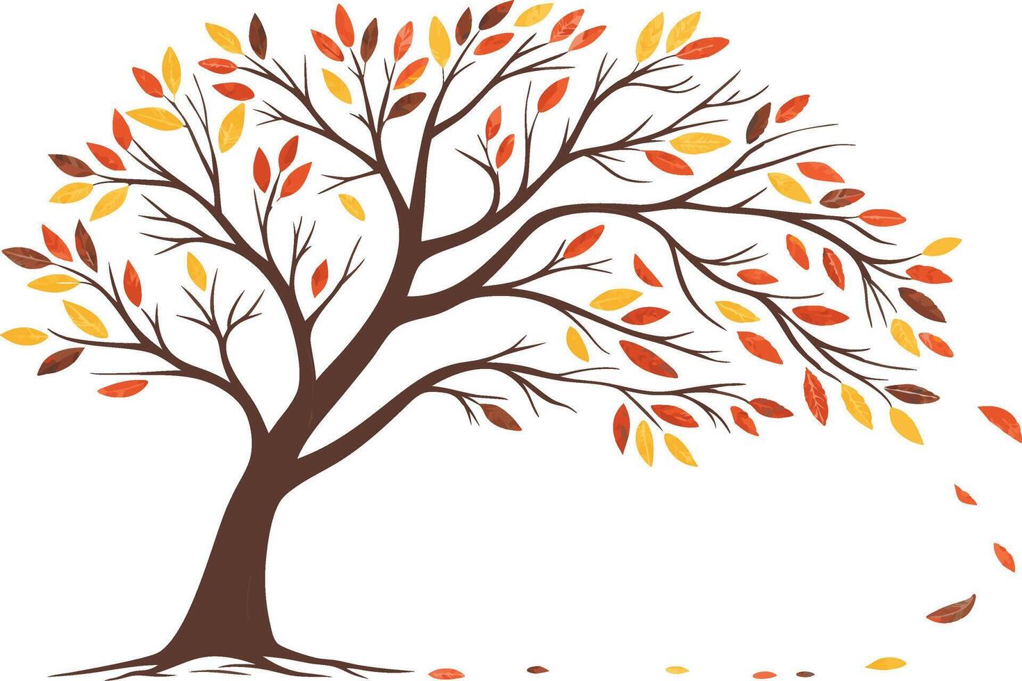 Autumn Tree with Falling Leaves Illustration for Art and Design vector