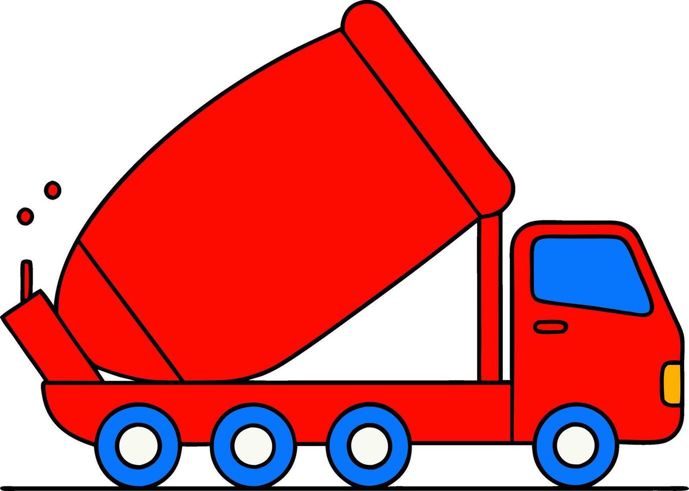 Bright Red Cement Mixer Truck Illustration for Kids and Construction Themes vector