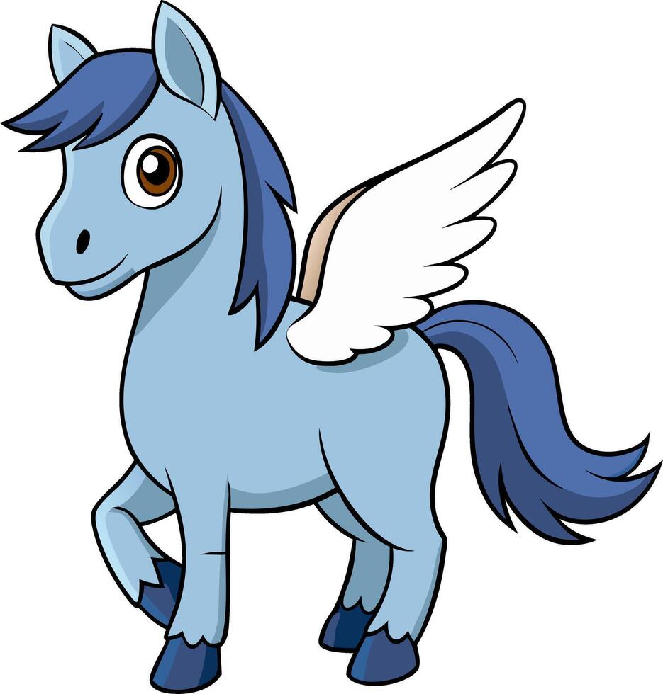 Cute Blue Cartoon Pegasus with Wings for Kids Illustration and Art Projects vector