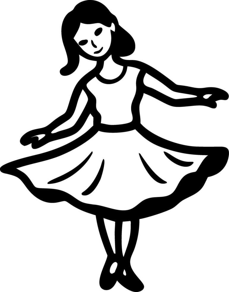 Silhouette of Dancing Girl in Dress for Art Projects and Coloring Books vector