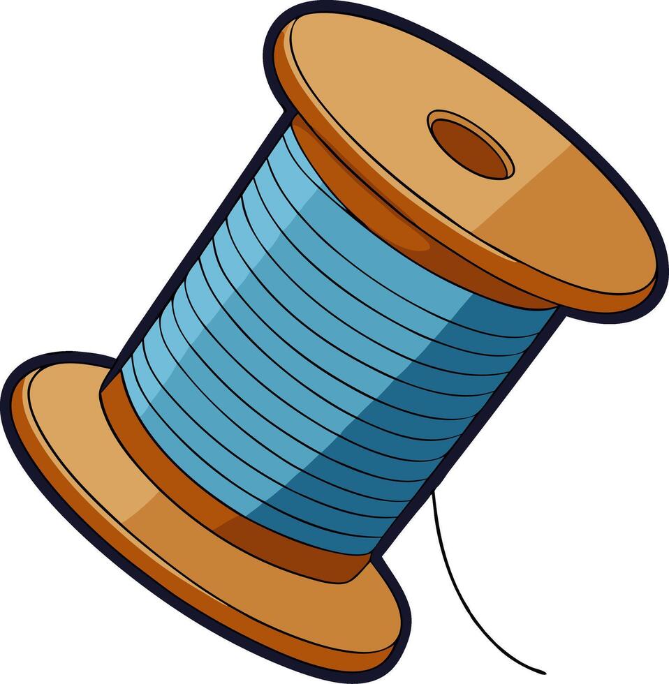 Illustration of Blue Thread Spool for Sewing and Craft Projects vector