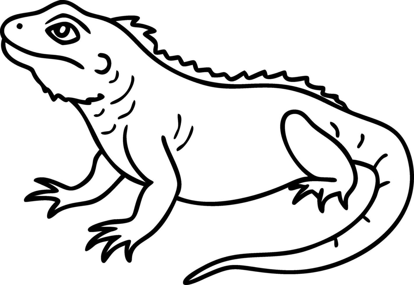 Outline Illustration of Iguana for Tattoo or Coloring Book Designs vector