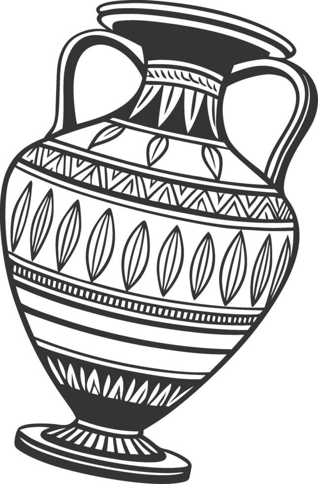 Ancient Greek Vase Illustration Black Outline Design for Art and Craft Projects vector