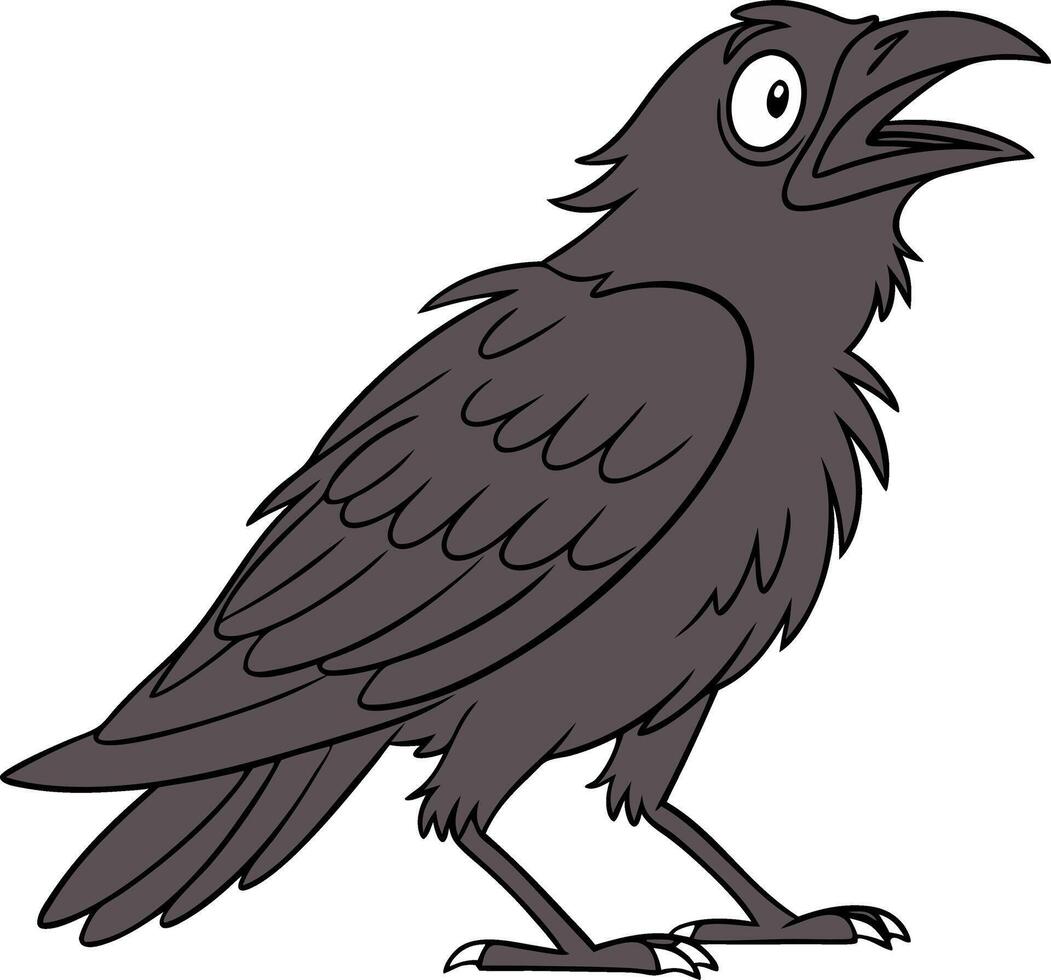 Cartoon Raven Illustration for Tattoo and Coloring Book Design vector
