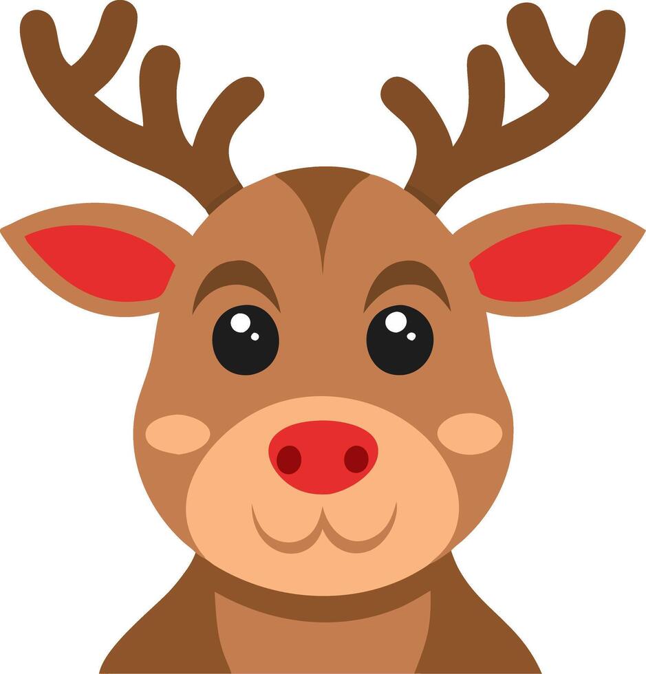 Cute Reindeer Face Illustration for Holiday Design and Kids Art Projects vector