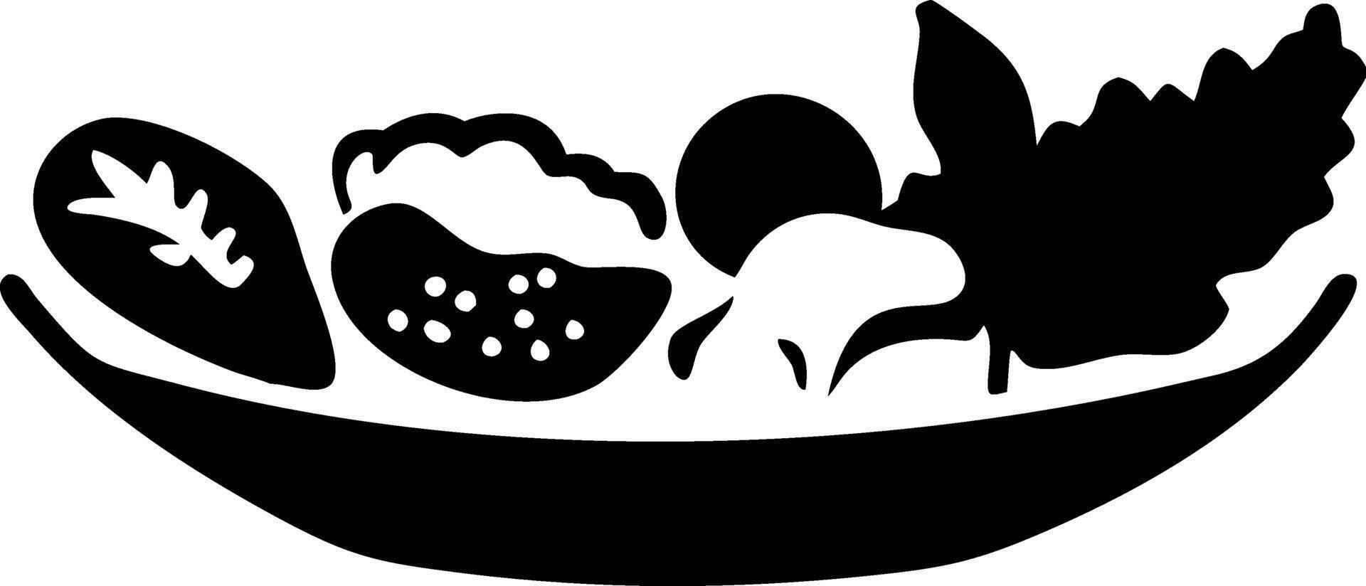 Fresh Vegetable Salad Silhouette for Healthy Cooking Illustrations vector