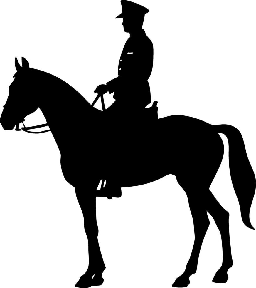 Silhouette Soldier on Horseback Equestrian Officer Graphic Art vector