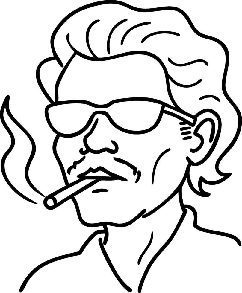 Cool Guy Smoking Illustration for Tattoo and Design Use vector