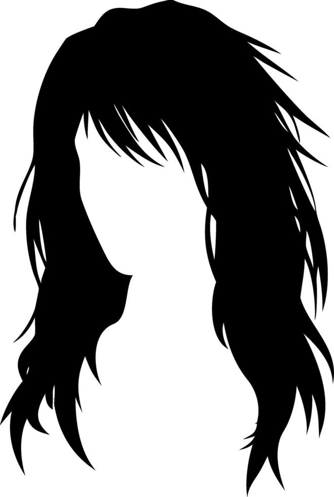 Long Wavy Hair Silhouette for Hairstyle Design and Art Projects vector