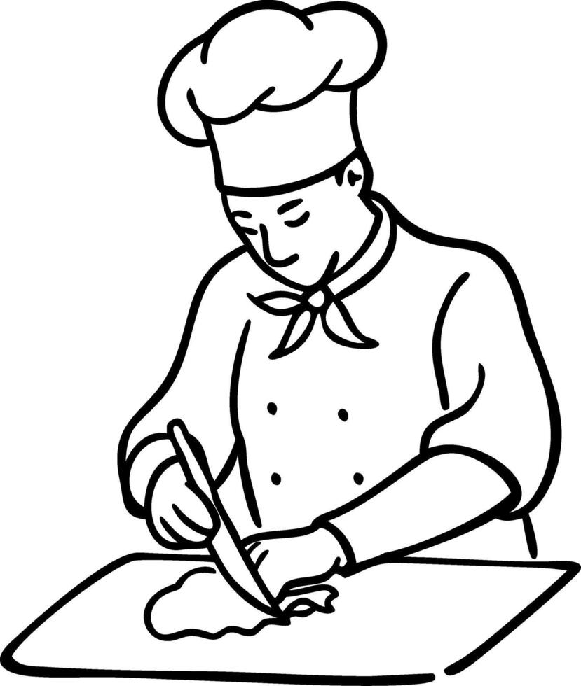 Chef Cooking Illustration Perfect for Recipe Books and Culinary Designs vector