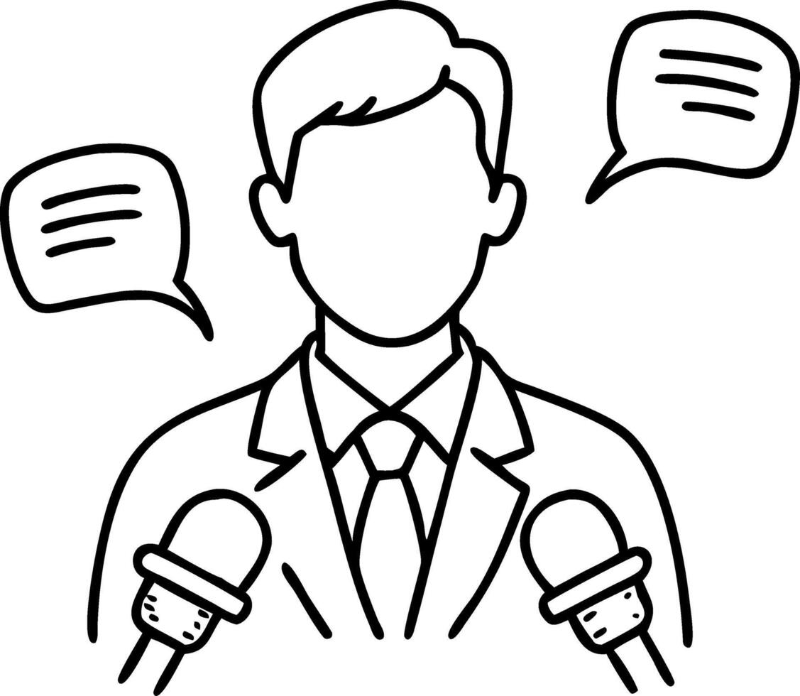 Businessman Giving Press Conference Illustration for Media and Communication Design vector