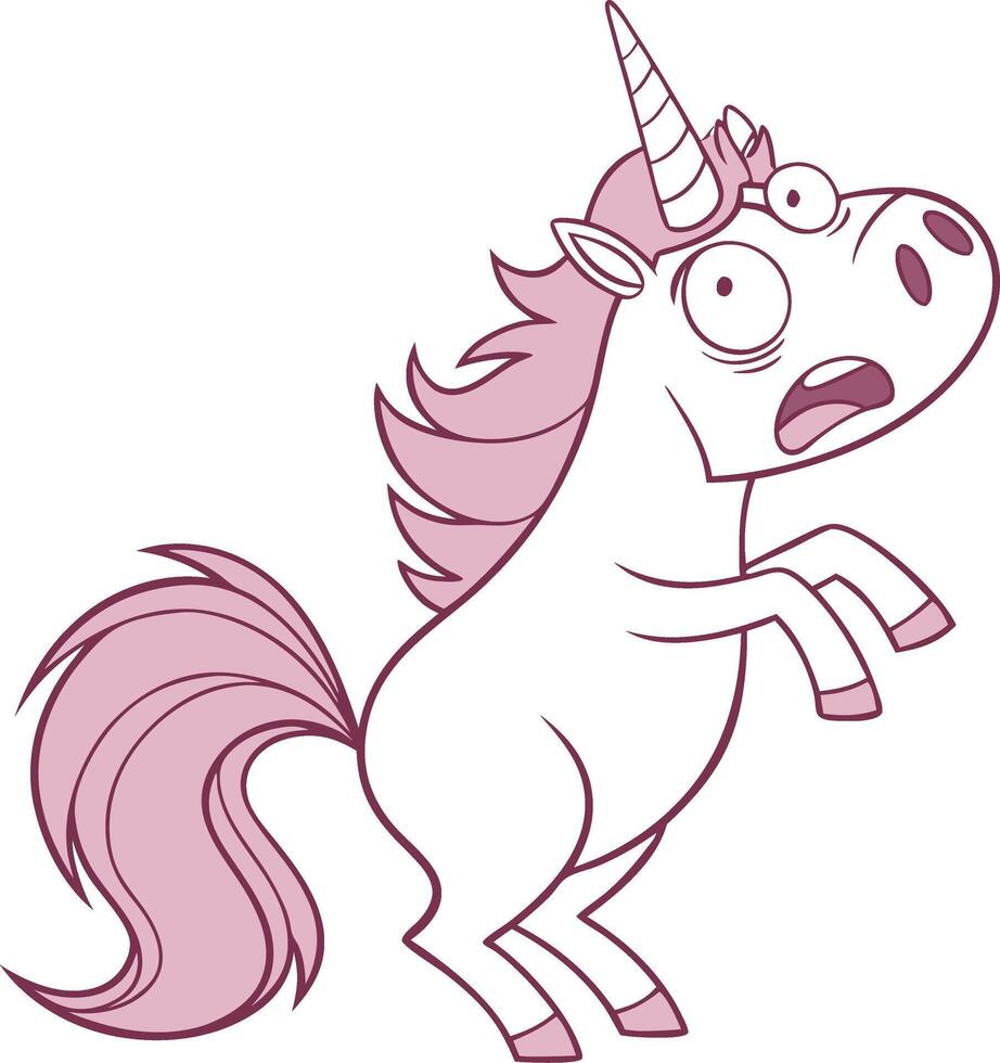 Cartoon Surprised Unicorn with Pink Mane Illustration for Art and Design Projects vector