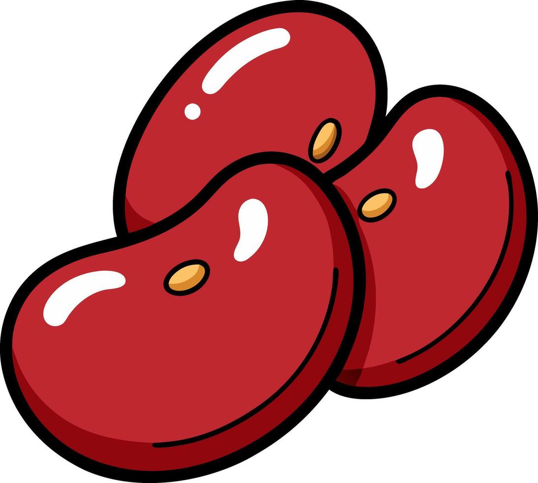 Three Cartoon Red Kidney Beans Illustration for Design and Educational Use vector