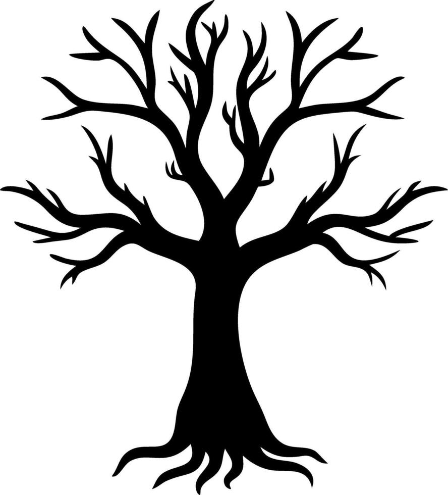 Silhouette of Leafless Tree for Creative Design in Tattoos and Art Projects vector