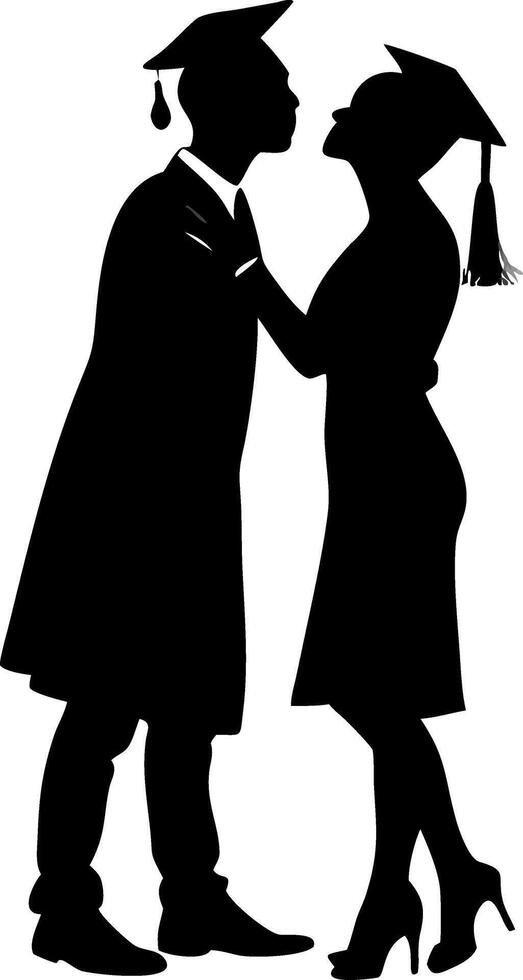 Graduation Couple Silhouette Romantic Moment Art for Invitations and Posters vector