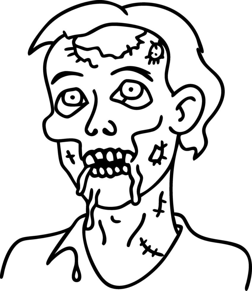 Creepy Zombie Face Illustration for Halloween Crafts and Coloring Books vector