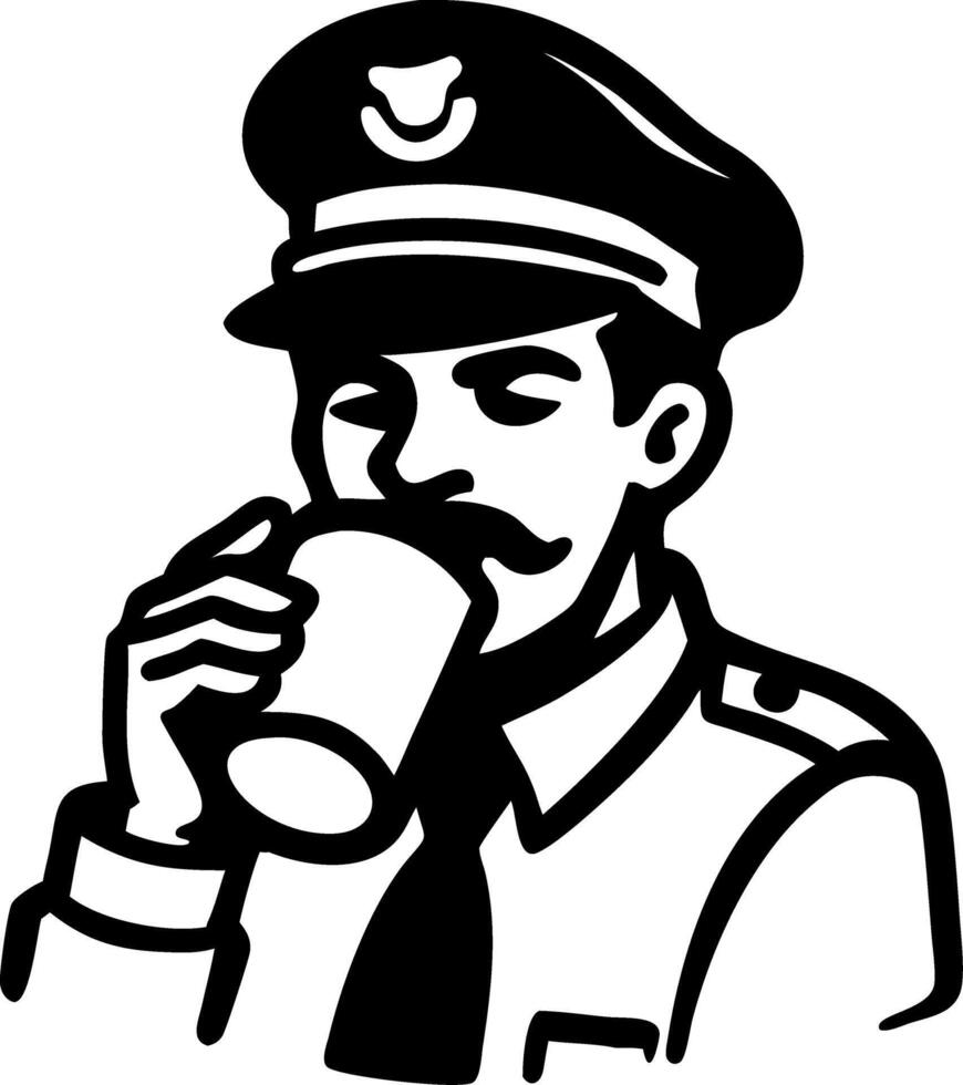 Police Officer Drinking Coffee Retro Illustration for Stationery or Apparel Design vector