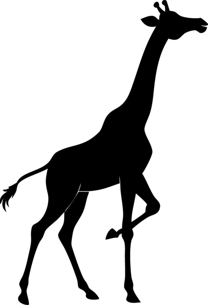 Silhouette of Elegant Giraffe Walking Art for Wildlife Design vector