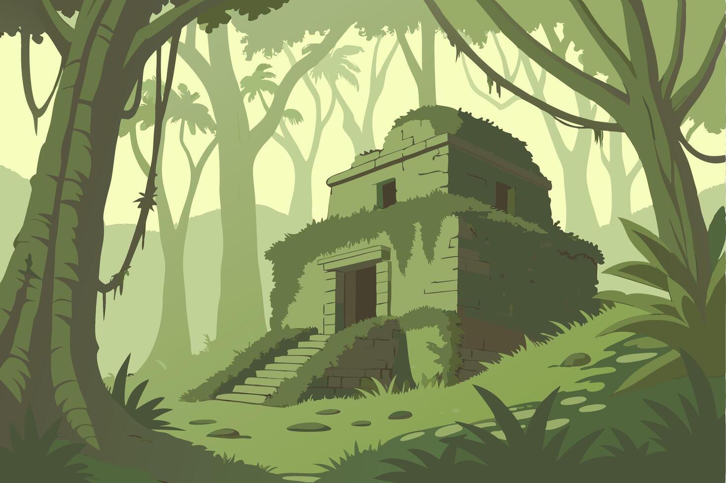 Ancient Jungle Temple Illustration for Adventure Games and Storybooks vector