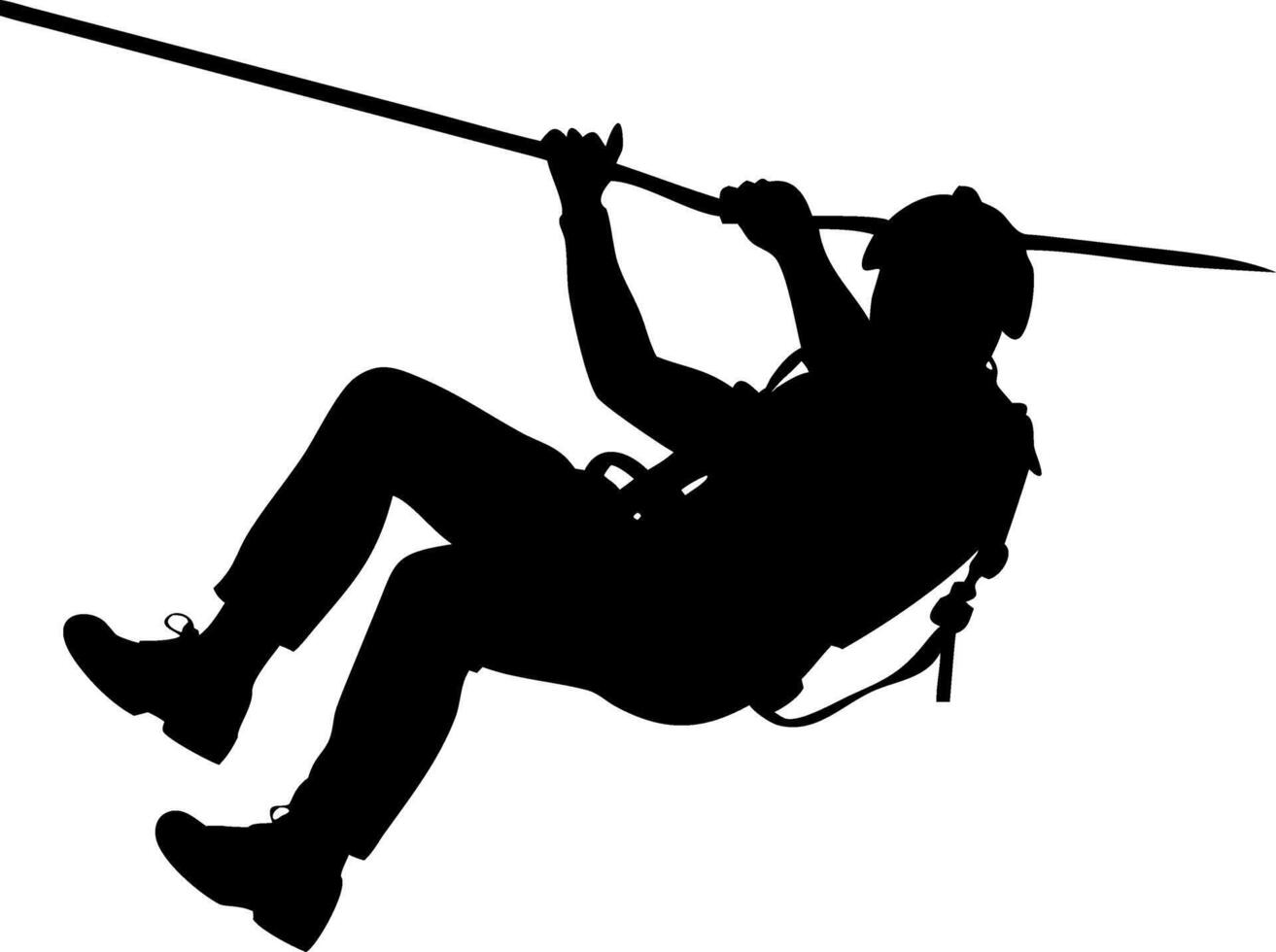 Silhouette of Person Ziplining Outdoor Adventure Art vector