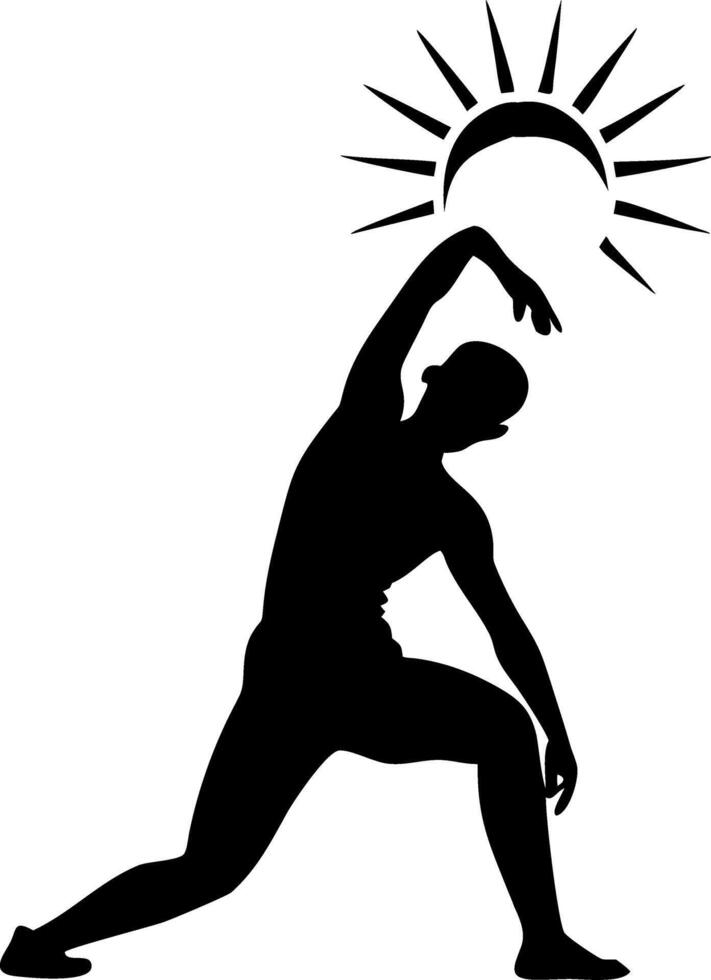 Yoga Silhouette with Rising Sun Meditation and Relaxation Art vector