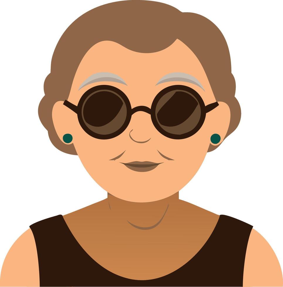Stylish Elderly Woman Wearing Sunglasses Illustration for Fashion and Design Projects vector