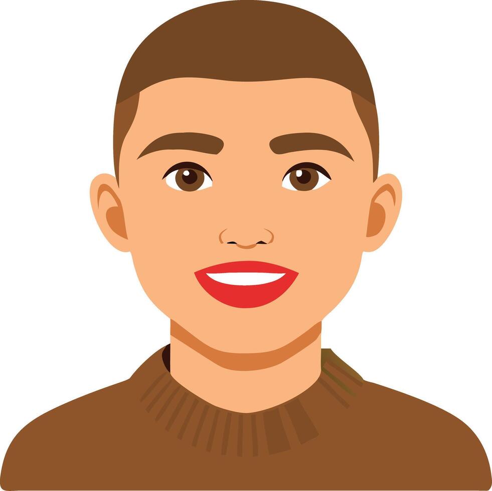 Illustration of Smiling Person in Brown Sweater for Avatar and Profile Use vector