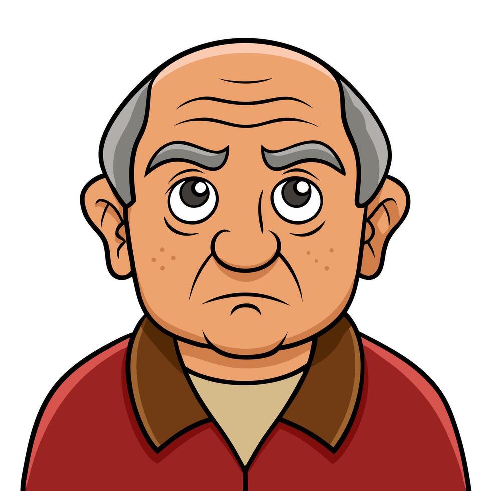 Elderly Man Cartoon Portrait Art Expressive Character Design vector