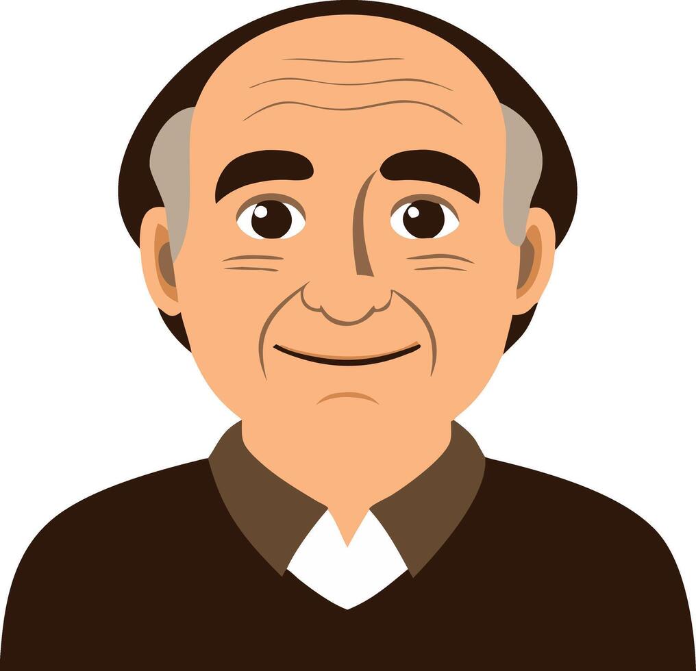 Elderly Man Smiling Cartoon Portrait Illustration for Avatar and Graphic Design vector
