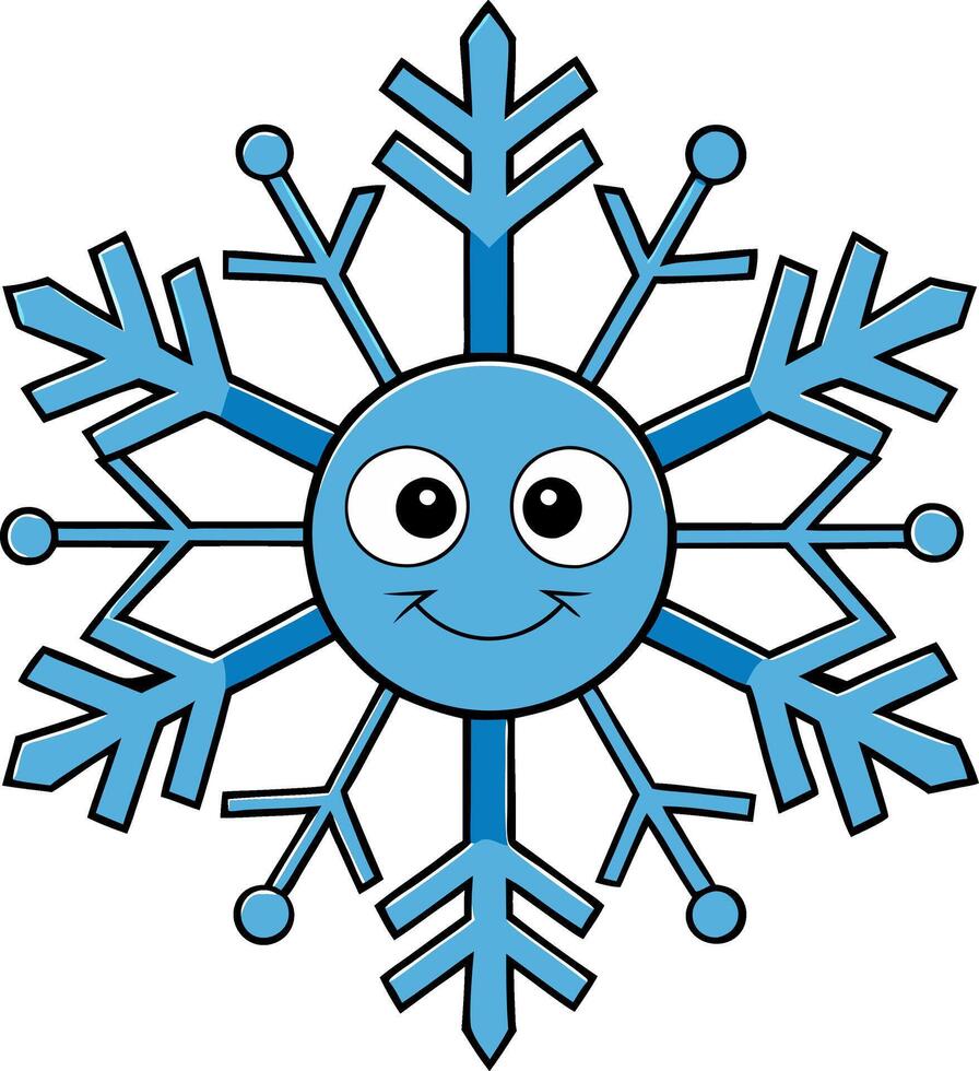 Cute Smiling Snowflake Illustration for Winter Crafts and Decorations vector