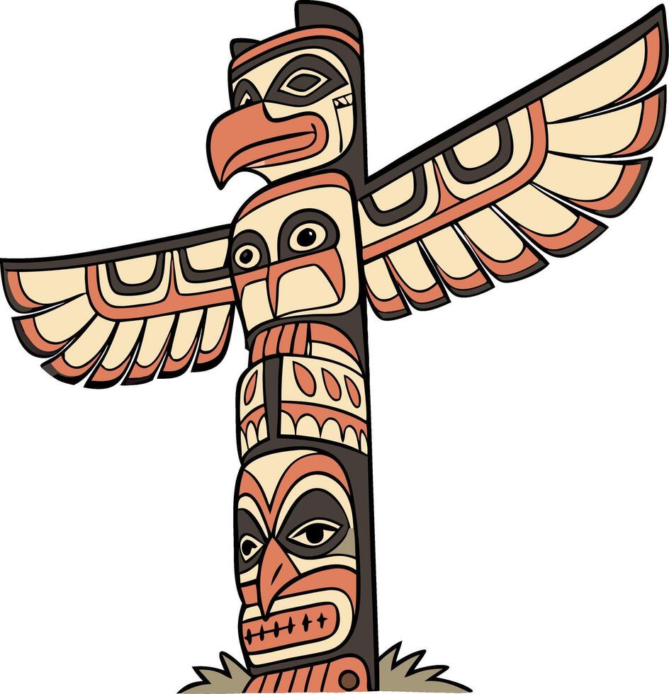 Colorful Native American Totem Pole Illustration for Cultural Art Projects vector