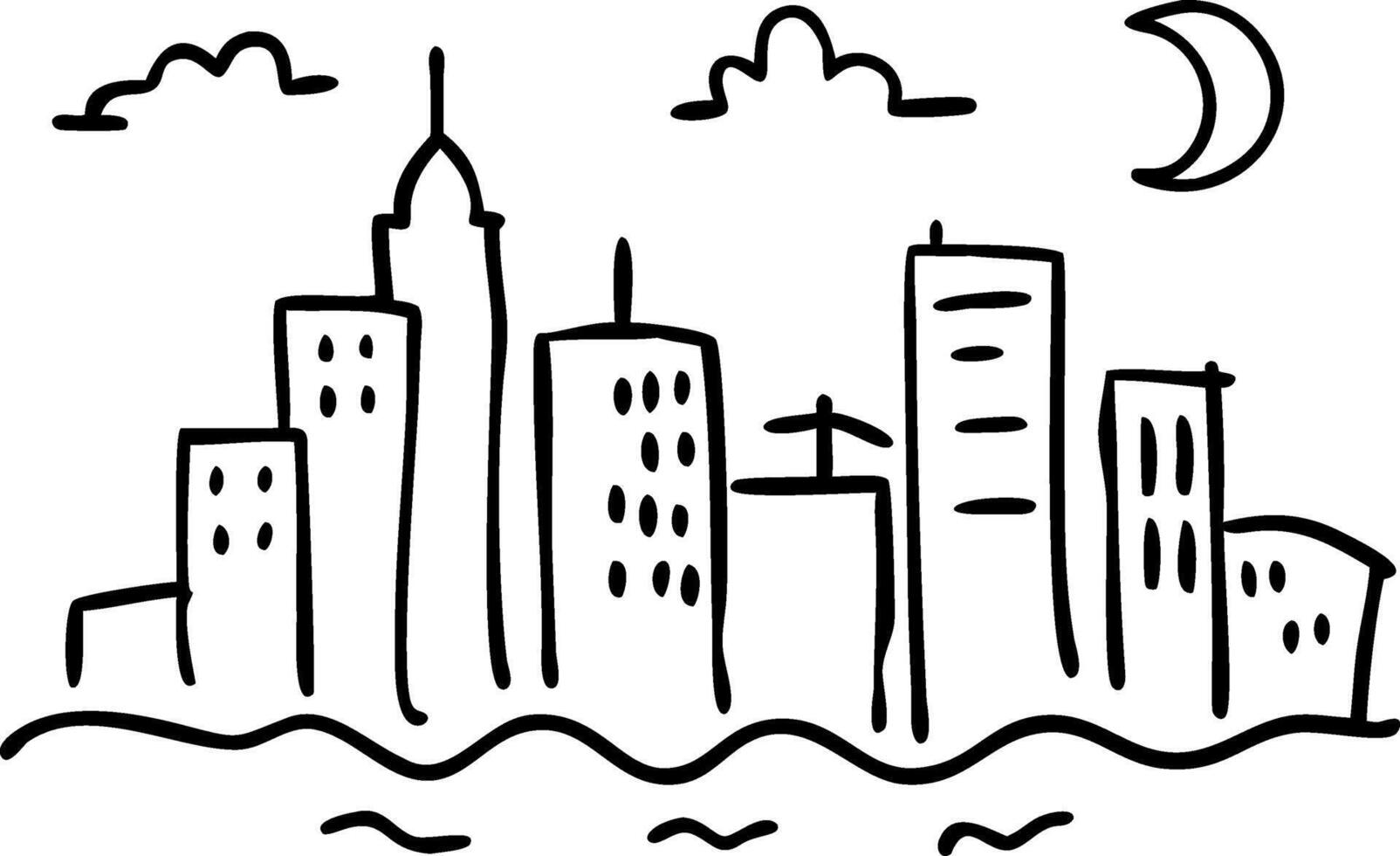 Hand Drawn Urban Skyline Illustration for Design and Art Projects vector