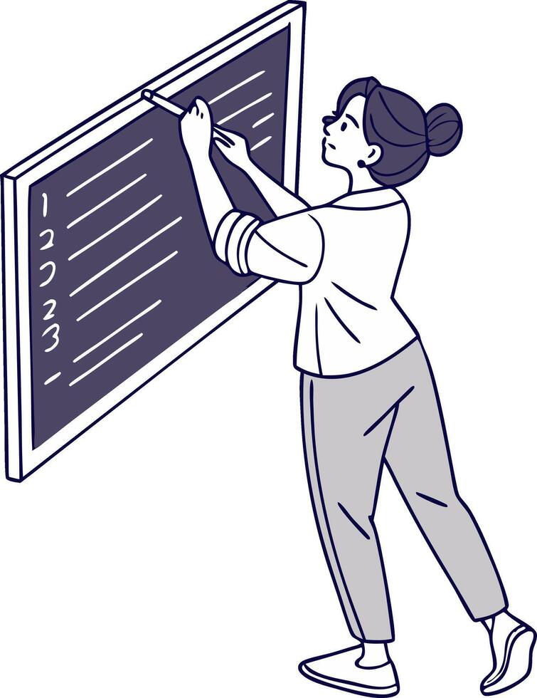 Female Teacher Writing on Blackboard Illustration for Education and Learning Design vector
