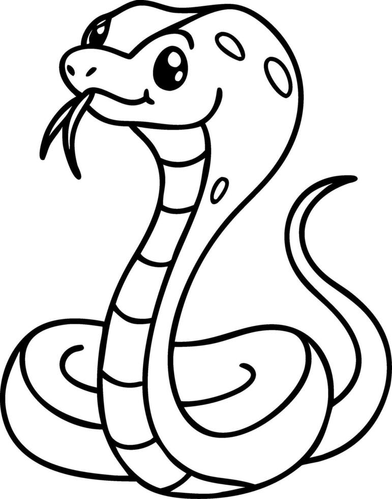 Cute Cartoon Cobra Snake Outline for Kids Coloring Book and Educational Resources vector