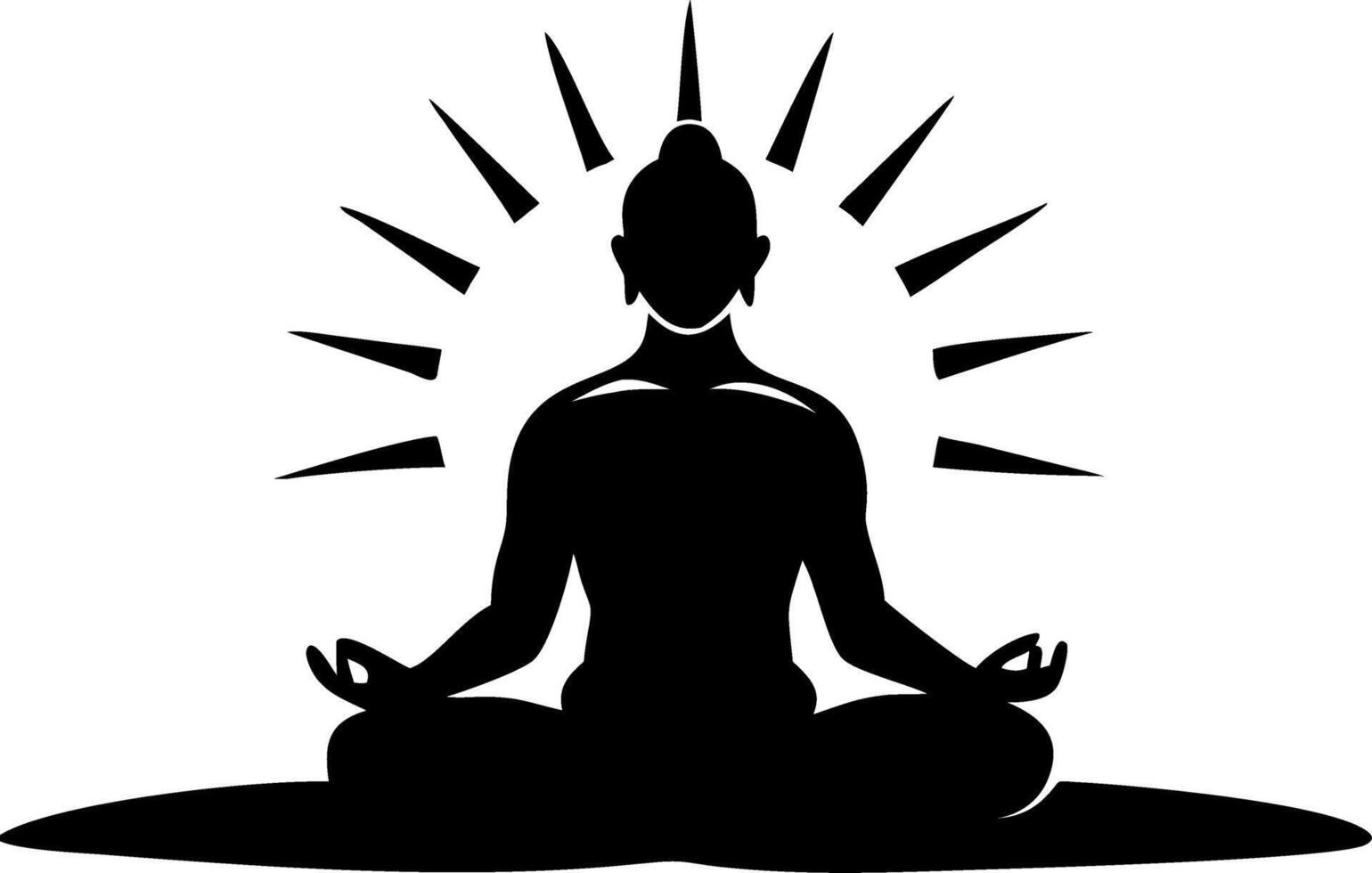 Meditation Silhouette in Lotus Pose with Radiant Aura for Yoga and Wellness Design vector
