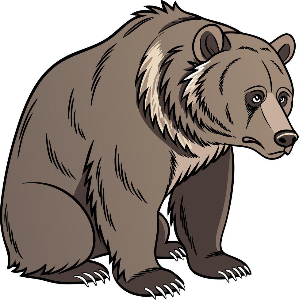 Illustration Grizzly Bear Art Suitable for Tattoo or Coloring Book Design vector
