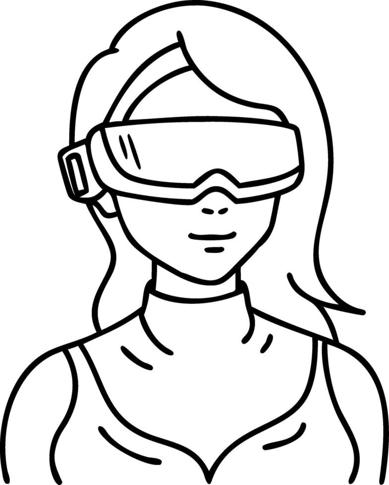 Illustration of Woman Wearing VR Headset for Technology and Design Projects vector