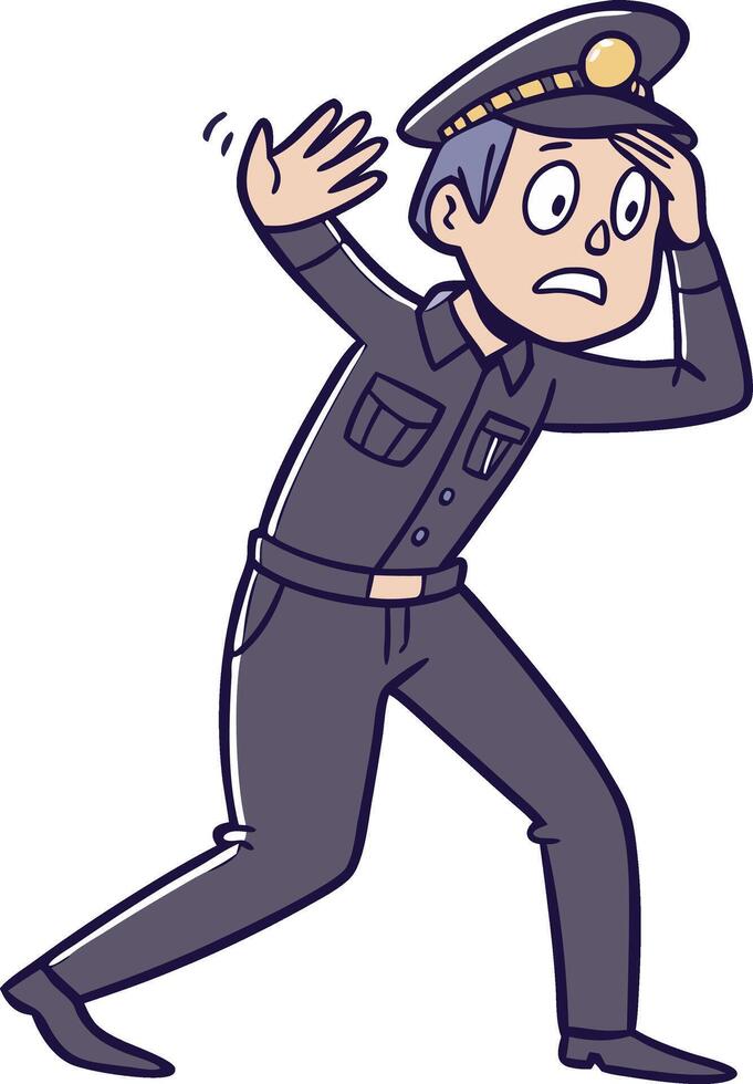 Cartoon Policeman in Shocked Pose Art for Illustrations and Designs vector