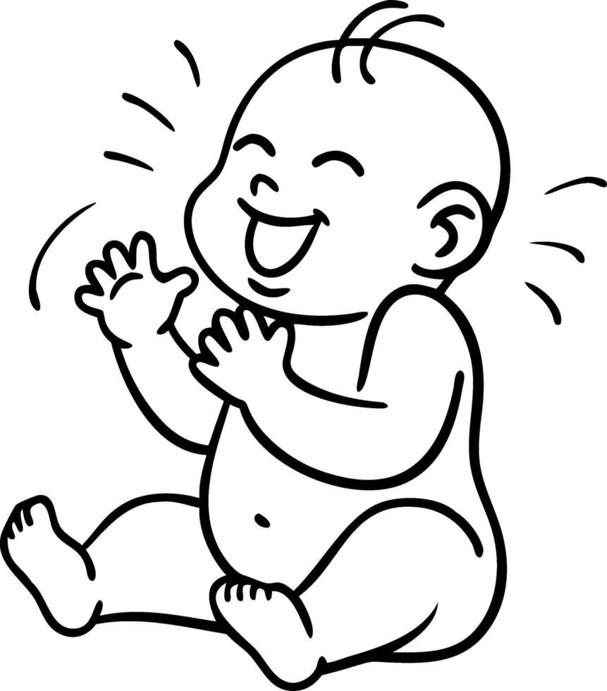 Adorable Baby Laughing Line Art Illustration for Kids Projects and Nursery Decor vector