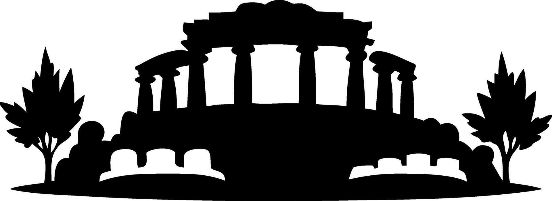 Ancient Greek Ruins Silhouette Art for Illustrations and Graphic Design vector