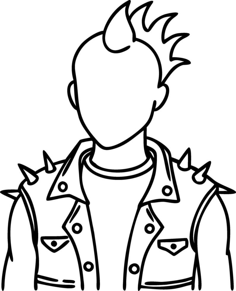 Punk Rocker Profile Line Art for Tattoos and Graphic Design vector